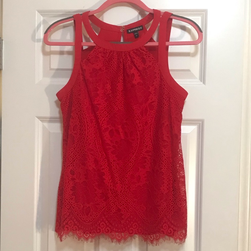 Express red lace tank top